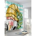 thumbnail image 3 of Tropical Summer Gnome Shower Curtain, Palm Leaf Stripes Bathroom Decor Curtains Set with Hooks, Yellow Green Waterproof Fabric Home Accessories， 72X 96 Inch Extra Long, 3 of 6
