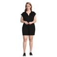 thumbnail image 2 of Terra & Sky Women's Plus Size Button-Front Knit Romper, 5" Inseam, 2 of 5