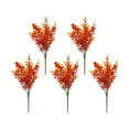 thumbnail image 2 of Artificial Faux Fall Eucalyptus Plants Flowers Outdoor Outside Decoration, 5 Bundles Fake Silk Orange Boxwood Realistic UV Resistant for Planter Front Door Porch Patio Yard Decor, 2 of 7
