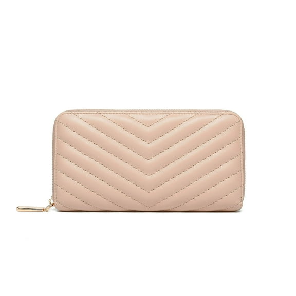 Daisy Rose Women's Checkered Zip Around Wallet and Phone Clutch - RFID Blocking with Card Holder Organizer -PU Vegan Leather, Black