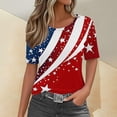 thumbnail image 1 of YLHFASHION T-Shirts Graphiques pour Femmes 4 Juillet Col Rond 2025 Drapeau Américain Manches Courtes Chemise d'Été pour l'Indépendance Rabais de 50 % Liquidation T-shirt à Manches Courtes pour Femme, 1 of 5