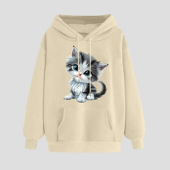 PNTUTB Women's Print Winter Hoodie Pullover Round Neck Long Sleeved Comfortable Fashion Sweatshirt