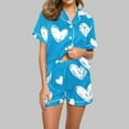 thumbnail image 2 of cfhntfmh Women's Pajamas Set Heart Print Button down Short Sleeve Shirt with Shorts Sleepwear Pjs Set Loungewear, 2 of 5