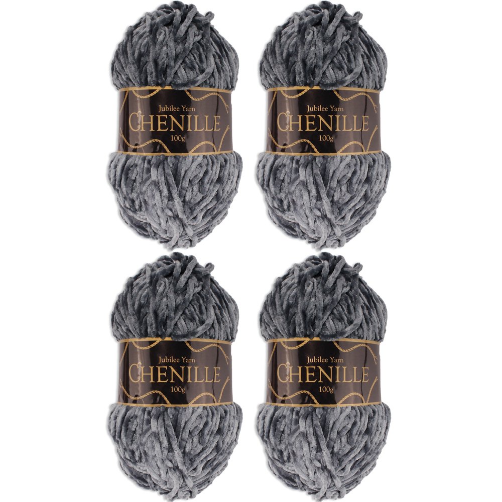 Chenille Yarn Worsted Weight Yarn 100g/skein Storm 4 Skeins