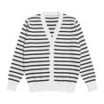 thumbnail image 5 of Lixiuxyad ‌Women's V-Neck Striped Knit Cardigan Long Sleeve Button-Front Summer Knit Tops,White, 5 of 5