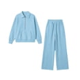thumbnail image 5 of Gamivast Sweatsuits 2 Piece Set for Women Half Zip Pullover Sweatshirt Wide Leg Pants Two Piece Fall Winter Activewear Sky Blue L, 5 of 6