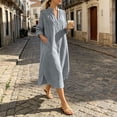 thumbnail image 6 of HBGVBA Women's V Neck Plus Size Dresses Long Sleeve Side Slit Pocket Loose Solid Color Midi Casual Dress, 6 of 6