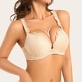thumbnail image 4 of YANDW Push-Up Lace Bra for Women Add 2 Cup Sizes Deep Plunge Bras Padded Underwire Support, Beige 40C, 4 of 5