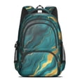 thumbnail image 2 of Teal Gold Marble Backpack for School,Cute School Bag,Schoolbag with Adjustable Shoulder Straps & Padded Back,16.9 Inch, 2 of 5