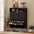 thumbnail image 2 of HOMCOM Armoire à Chaussures avec 2 Tiroirs Basculants, Armoire de Rangement à Chaussures Mince, Noir, 2 of 10