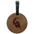 thumbnail image 1 of Cowgirl Pinup Riding Bucking Bull Rodeo Round Leather Luggage Card Suitcase Carry-On ID Tag, 1 of 7