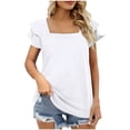 thumbnail image 2 of iHengLiXing Tops for Women Plus Size Women's Summer Solid Color Casual-neck Short Sleeve-neck Top/Shirt White XL, 2 of 4