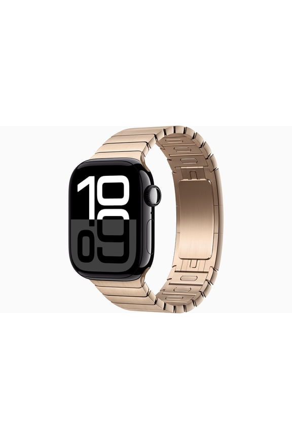 Restored Apple Watch Series 10 GPS 42mm Jet Black Aluminium Case with Stainless Steel Gold Link Bracelet (Refurbished)