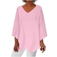 thumbnail image 1 of Yuyuzo Womens Fall Tops V Neck Long Sleeve Irregular Hem Solid Color Basic Pullover Top Tees Blouse Tshirts, 1 of 6