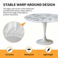 thumbnail image 2 of Elastic Fitted Round Tablecloth, Blue Grey Coastal Waterproof Stretch Table Cover for 55"-60" Tables, Sea Turtle Nautical Coral Summer Beach Washable Outdoor Tablecloths for Patio, Picnic, Camping, 2 of 9