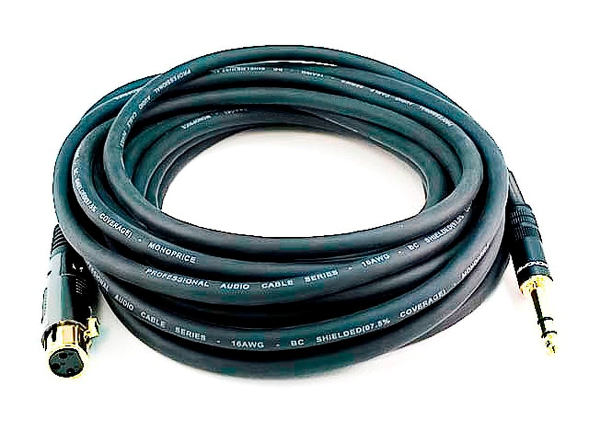 Monoprice XLR Female to 1/4in TRS Male Cable - 25 Feet | 16AWG, Gold Plated - Premier Series