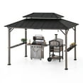 thumbnail image 2 of Sunjoy 8ft. x 12 ft. Wooden Cedar Framed Grill Gazebo with  DC Solar Power - Black, 2 of 8