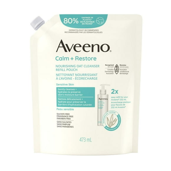 Aveeno Calm+Restore Nourishing Oat Cleanser Refill Pouch, 473 mL