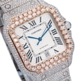 thumbnail image 4 of Pre-Owned Cartier Santos 39.8MM WSSA0009 Silver Roman Dial Rose Gold Diamond Bezel Stainless Steel Full Diamond Bracelet 17.96ct, 4 of 7