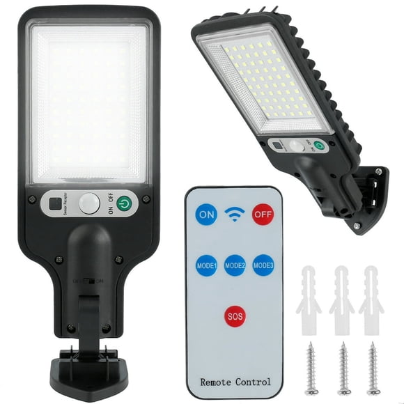 Lampe Solaire de Rue LED Lampe Murale Solaire avec Batterie 1200mAh Capteur de Mouvement Étanche 3 Modes Lampe de Parking avec Télécommande pour Jardin Terrasse Garage