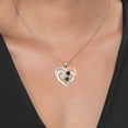 thumbnail image 3 of Gem Stone King Two Tone White Moissanite Blue Created Sapphire Green Nano Emerald `Forever in My Heart` Engraved Pendant Necklace for Women (1.42 cttw, Heart Shape 5MM, 18 inch Chain), 3 of 3