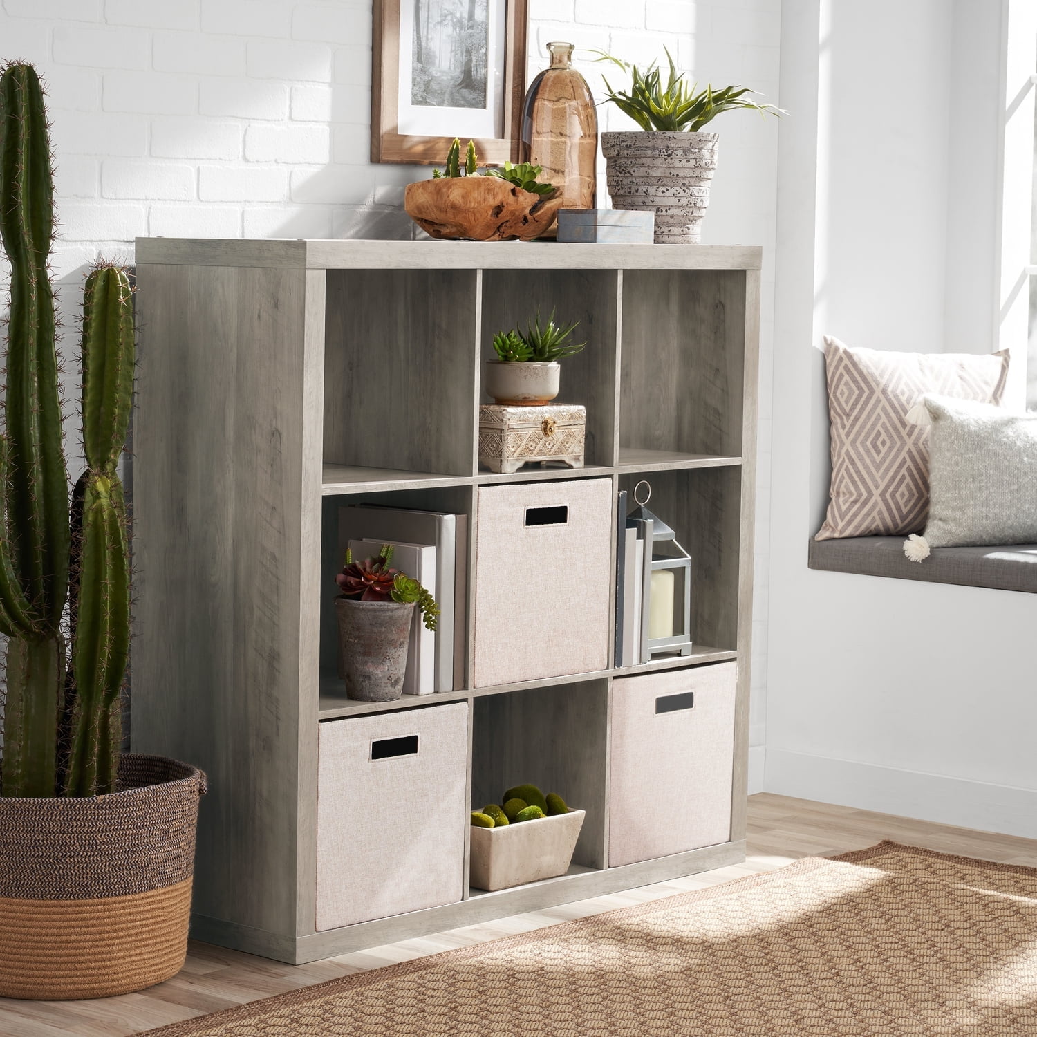 Better Homes & Gardens 9 Cube Storage Organizer, Rustic Gray