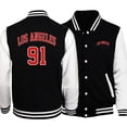 thumbnail image 3 of Ropa con letras Retro para hombre, uniforme de béisbol suelto, chaqueta de viaje de motorista al aire libre, moda de Los Ángeles, California, EE. UU., ciudad, 3 of 3