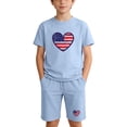 thumbnail image 2 of ITSAME Girls Outfit Sets Patriotic Print Cotton T-Shirt and Shorts 4th of July Casual Clothes 2-Piece Light Blue Size 4, 2 of 9