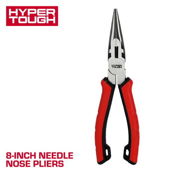 Hyper Tough 8-inch Long-Nose Pliers with Dual Material Comfort Grips