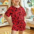 thumbnail image 4 of chaqlin Ladybug Polka Dot Print Girls Kids Clothes Summer Short Sleeve T Shirts and Shorts Clothing Set Outfit for Big Little Girls Summer Outfit for Home School Travel, 4 of 5