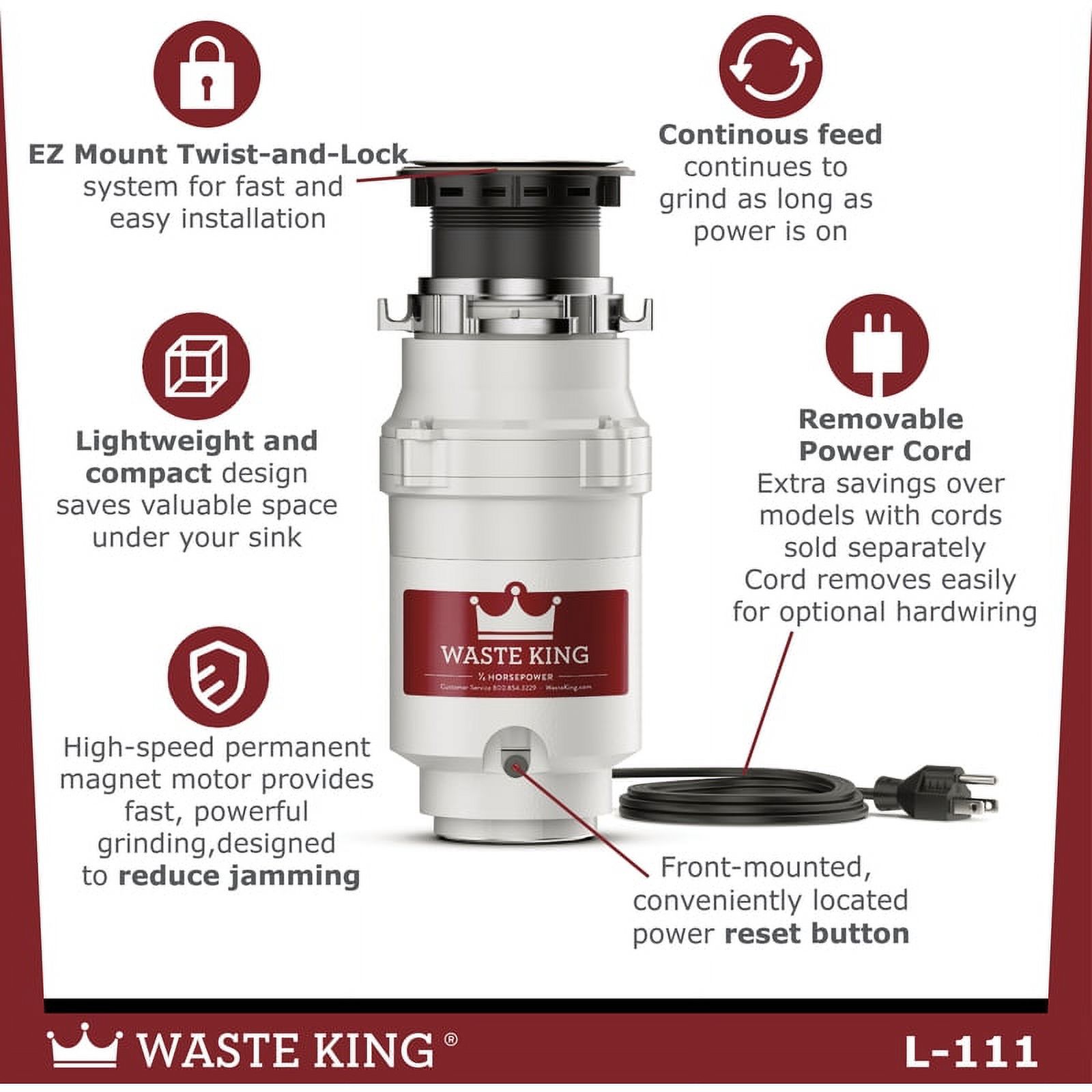 Waste King Legend Series EZ Mount 1/3 HP Garbage Disposal