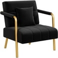 thumbnail image 6 of Yaheetech Oversized Velvet Accent Armchair with Gold Metal Frame, Black, 6 of 7