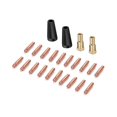 thumbnail image 1 of Kit de 24 piezas de soplete de soldadura MIG, puntas de soldadura de latón de 0,8/0,9 mm, kit de boquilla de fundente sin gas para FC90 Easy como se muestra, 1 of 5