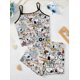 thumbnail image 1 of Conjuntos cortos para mujer, 2 piezas, pijama, falda, camiseta, top, vestido lencero, traje de mujer, Snoopy, ribete de lechuga, ropa elegante de verano 2024, 1 of 5