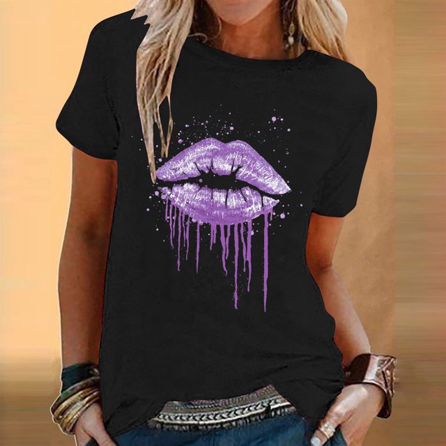 Birdeem T-Shirt Mode Femme Imprimé Col Rond Manches Courtes Blouse Ample
