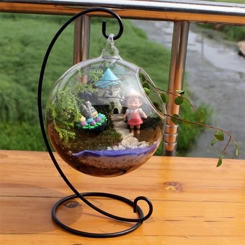 Ganz Hanging Glass Ball Vase Air Plant Terrarium W/Artificial Mini Succulent Des1