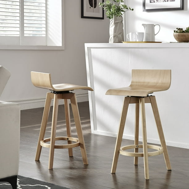 Weston Home Aleksi Modern Wood 24 Inch, 24 Inch Swivel Counter Stools With Arms