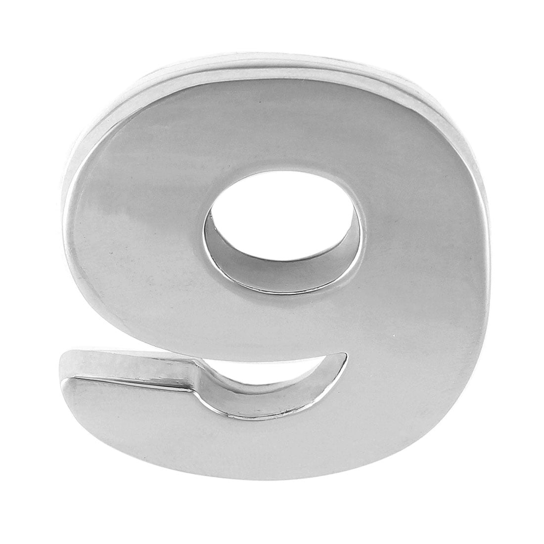 Self Adhesive Number 9 Shaped Car Sticker Decals Badges Emblem Silver Tone