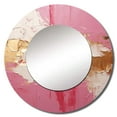 thumbnail image 2 of Designart "Pink and Gold Minimalistic Horizon I" Abstract Painting Beige Large Round Mirror - Round Bedroom Mirror Wall Decor - Modern Round Printed Mirror - 23" x 23", 2 of 6