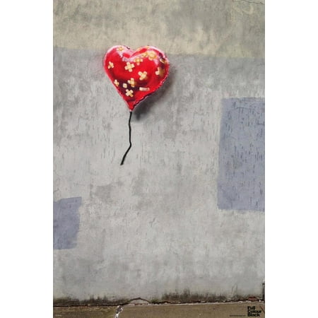 Banksy Bandaged Heart Graffiti Stencil Street Art Urban Spray Paint Artist Poster - 12x18