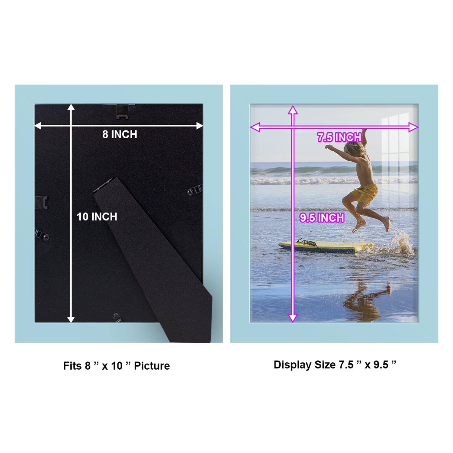 Modern 8 in. x 10 in. Light Blue Picture Frame (Set of 2)