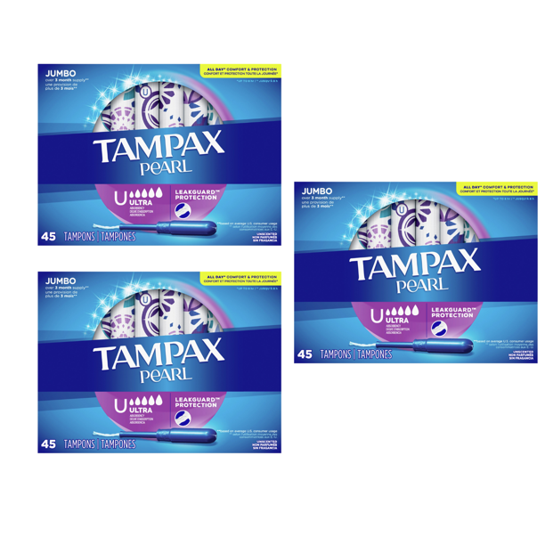 Tampax Pearl Tampons, with LeakGuard Braid, Ultra Absorbency, Unscented