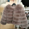 thumbnail image 3 of HTNBO Women Fluffy Faux Fur Coat Cropped Jacket Puffer Jacket Zip Up Winter Warm Fuzzy Teddy Jacket, 3 of 4