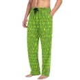 thumbnail image 5 of Green Stripe Pattern Men's Lightweight Pajama Bottoms Stretch Elastic Waist Side Pockets Spring Fall, 5 of 7