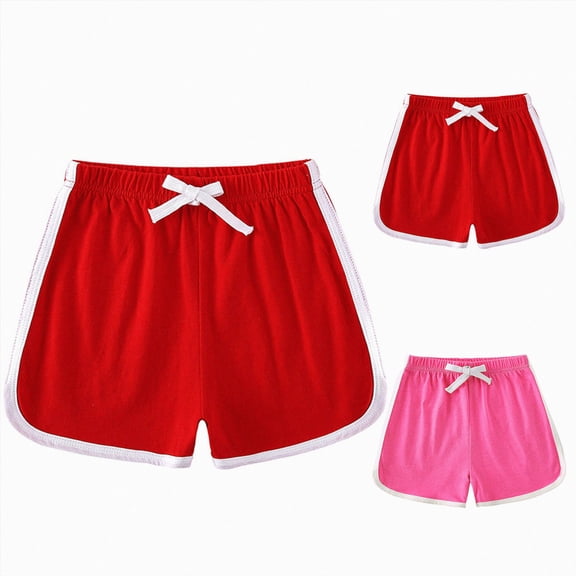 WUANDIXFA Toddler Girls Athletic Cotton Shorts Cute Summer Wear for 1-10 Years, Casual Running Gym Soccer Shorts for Girls Active Loungewear Hot Pink,5-6 Years