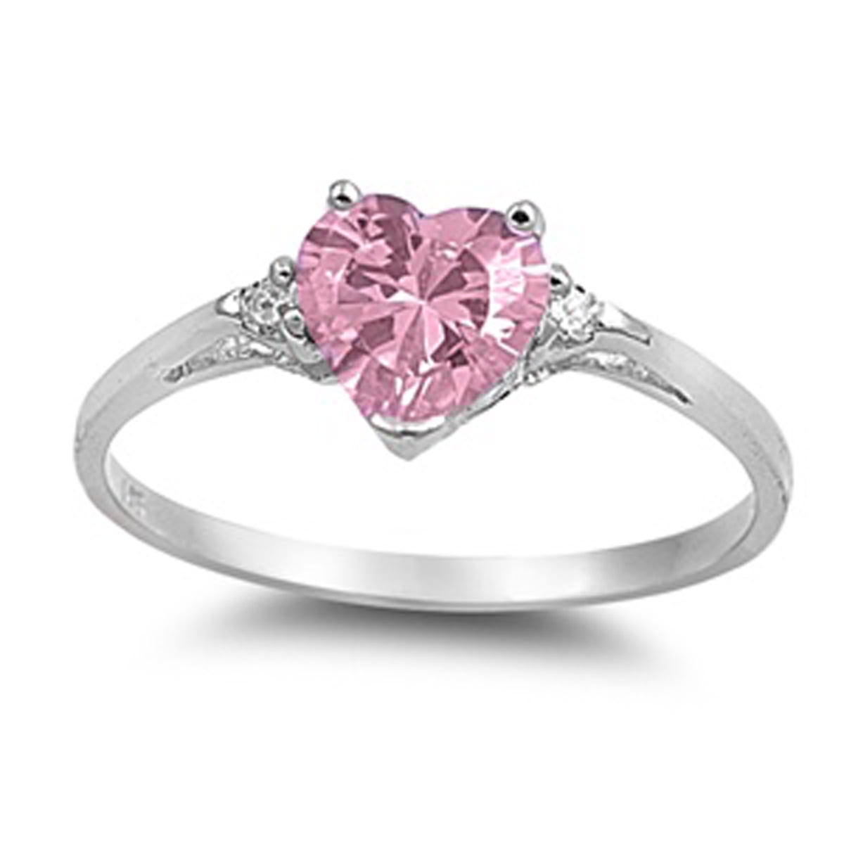 SOLITAIRE BEAUTIFUL RUSSIAN CZ HEART .925 Sterling Silver Ring Sizes 5-10 