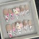 thumbnail image 1 of Pegatinas de uñas postizas con estampado de leopardo rosa, estilo Harajuku, Y2K Kittys, punta de uñas francesa extraíble, Ins, Sanrioed, nuevo, 1 of 5