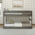 thumbnail image 2 of Max & Lily Twin over Twin Low Bunk Bed, Modern Farmhouse Solid Wood Bunk Beds for Kids, Driftwood, 2 of 9