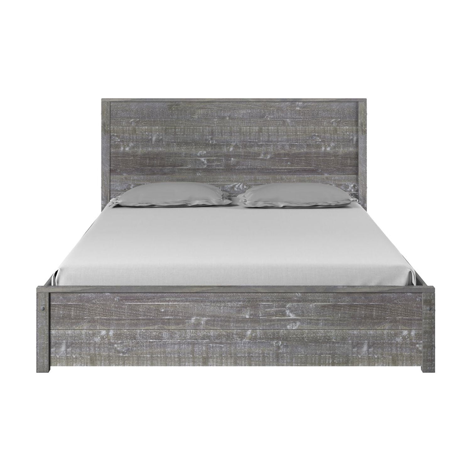 Camaflexi Hampton Solid Wood Queen Size Bed, Queen Bed Frame with Headboard, Granite Grey Finish