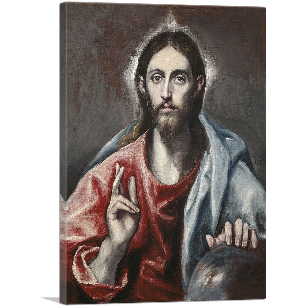 ARTCANVAS Christ Blessing Canvas Art Print by El Greco - Size: 40" x 26 ...